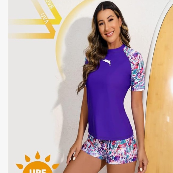 Purple Rash Guard Swim Set - Picture 3 of 9